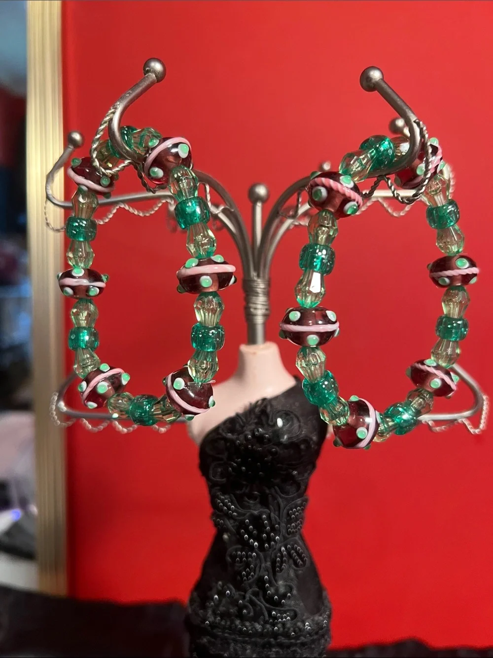 Beautiful green and brown beaded bracelet homemade